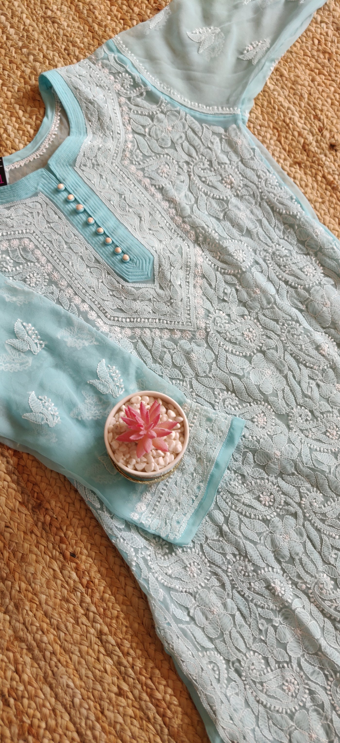 Light Blue Georgette chikankari kurta