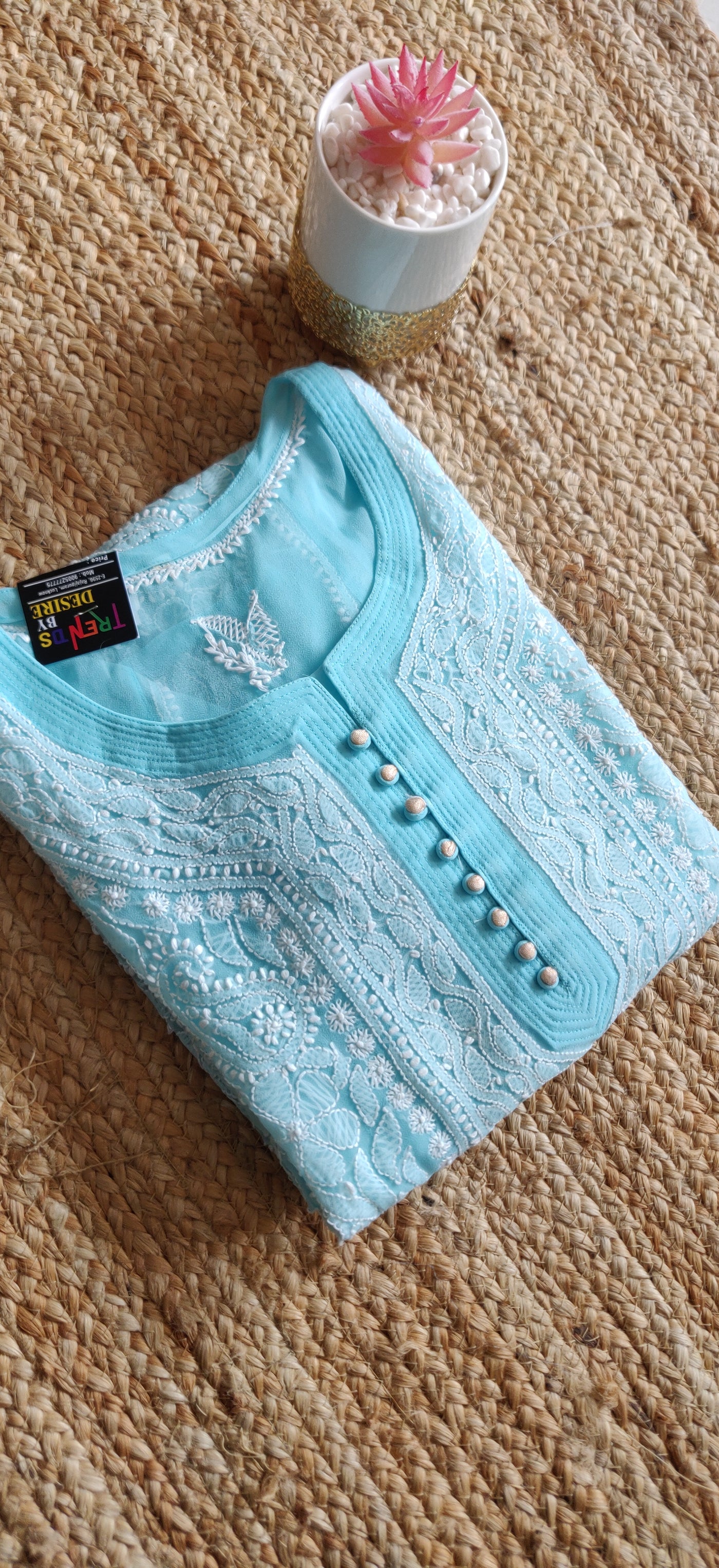 Light Blue Georgette chikankari kurta