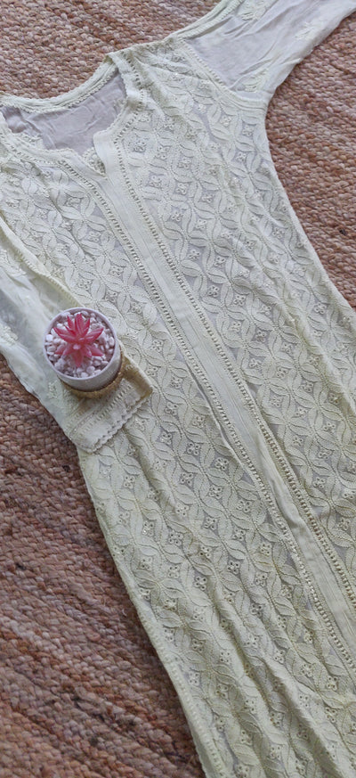 Ombre Lemon Pure Georgette chikankari kurta