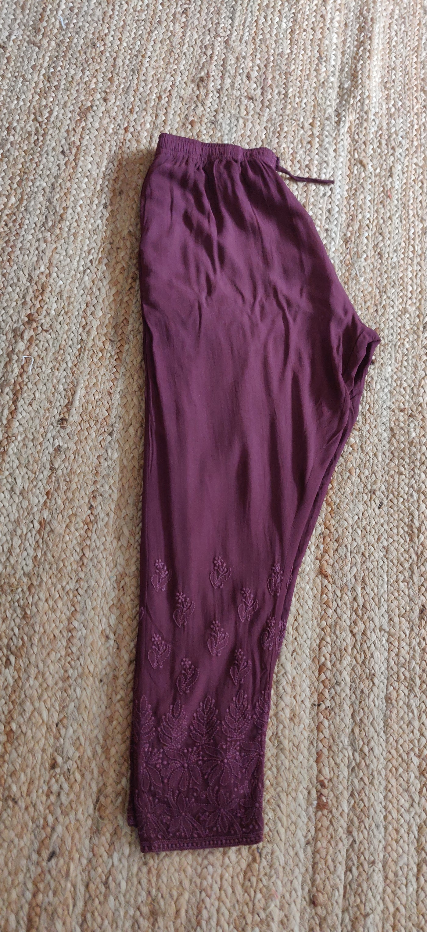 Wine Georgette chikankari Pant