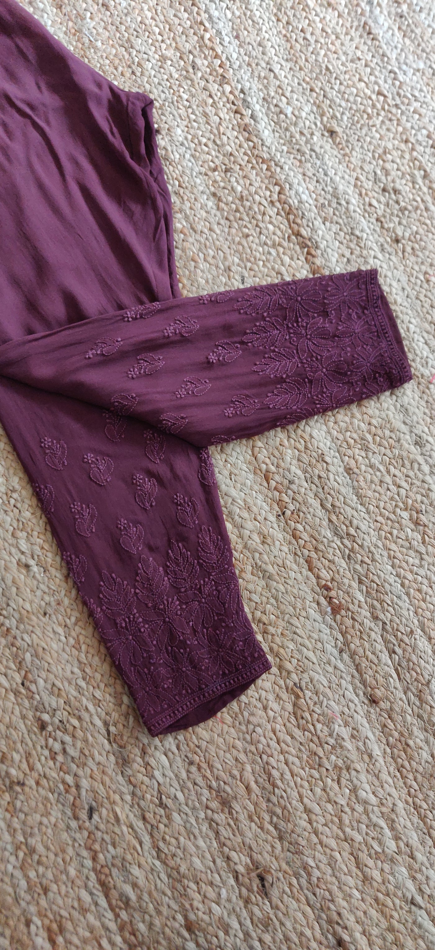 Wine Georgette chikankari Pant