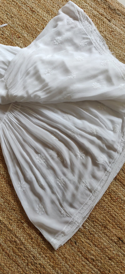 White Georgette chikankari Sarara