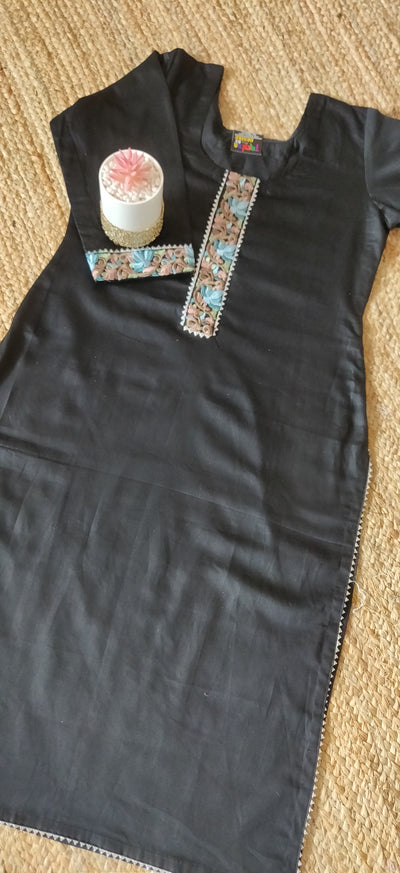 Desire Label Black Cotton silk Kurta