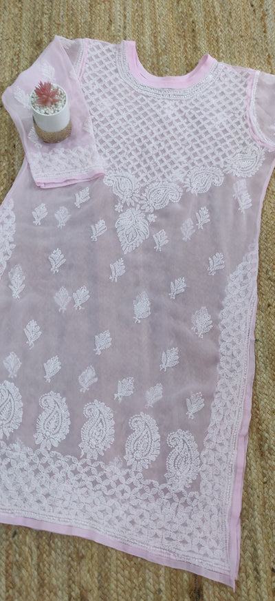 Plus size Georgette chikankari kurta