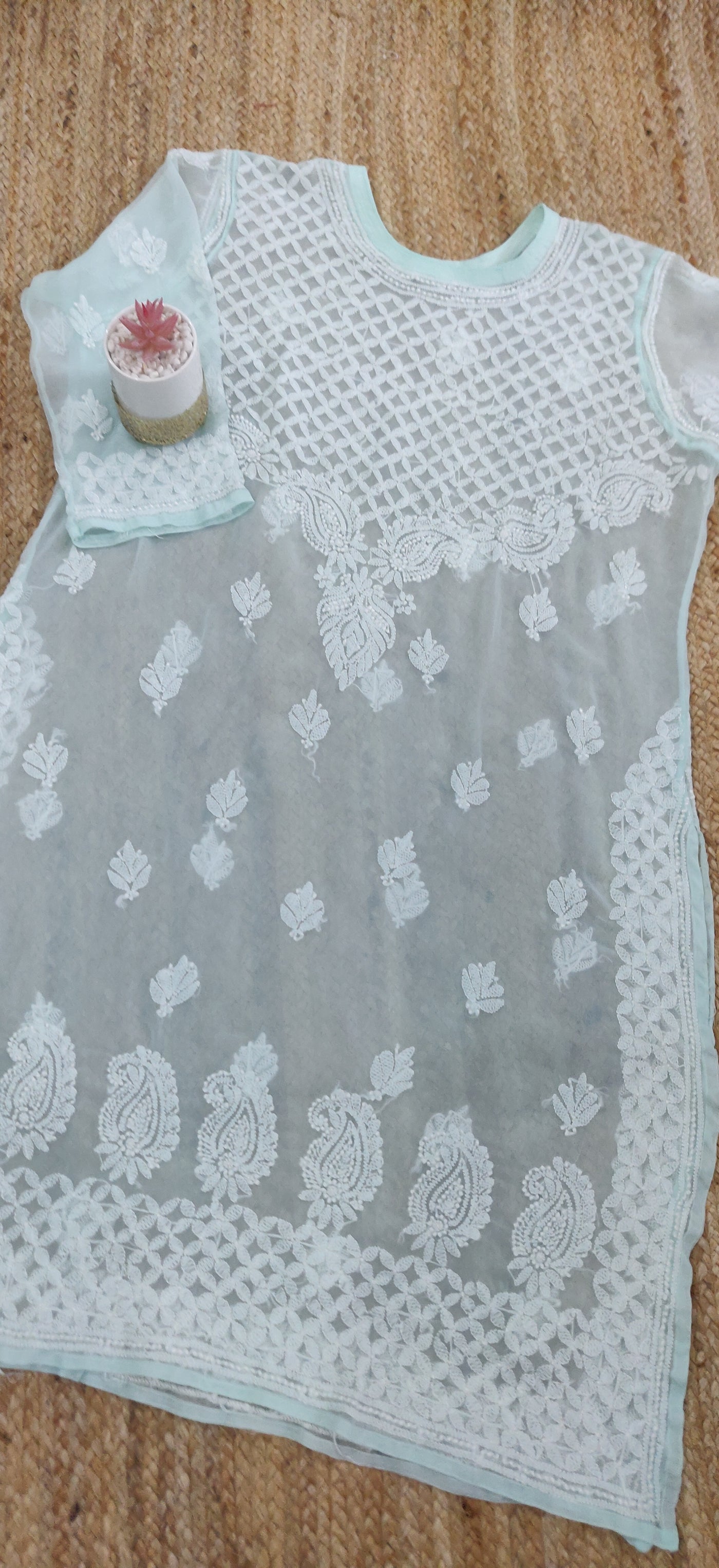 Plus size Georgette chikankari kurta