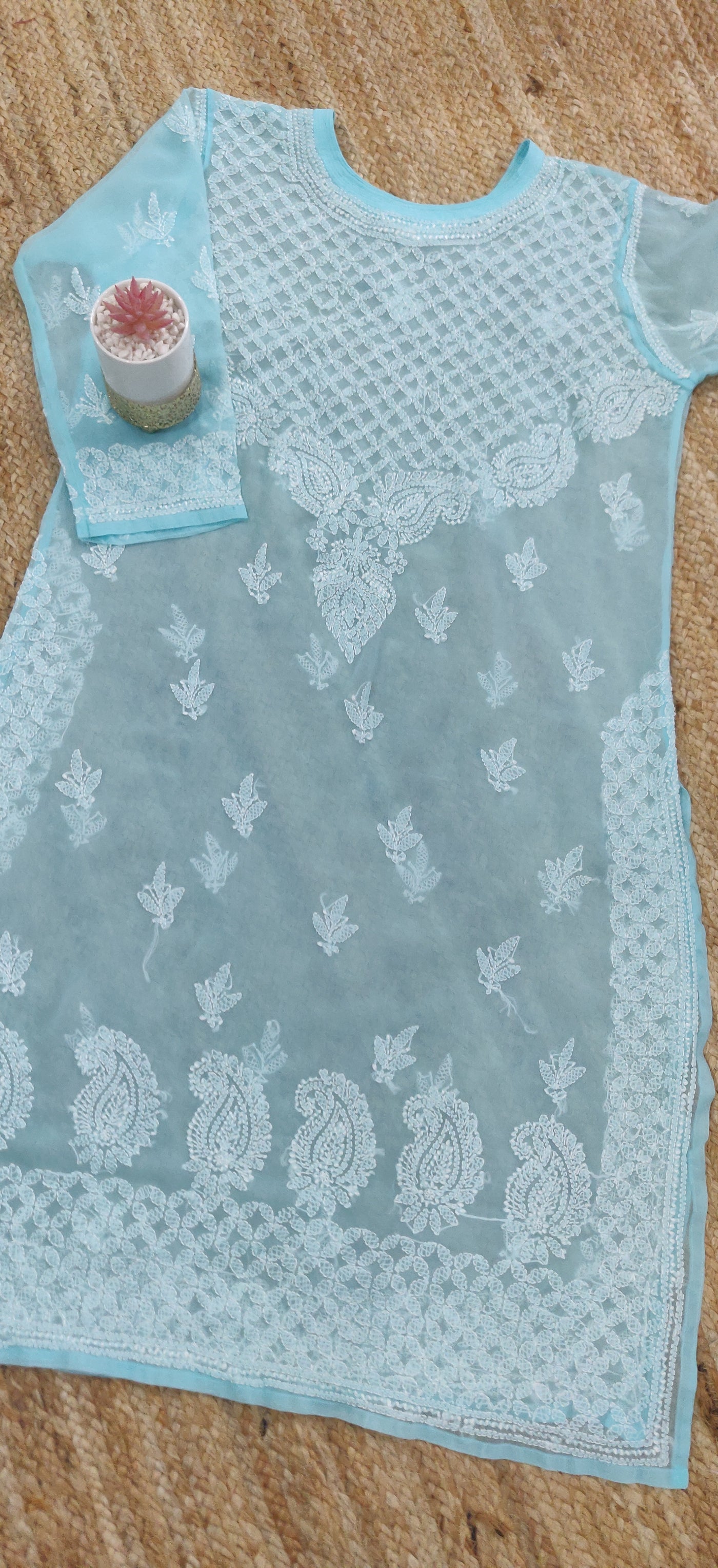 Plus size Georgette chikankari kurta