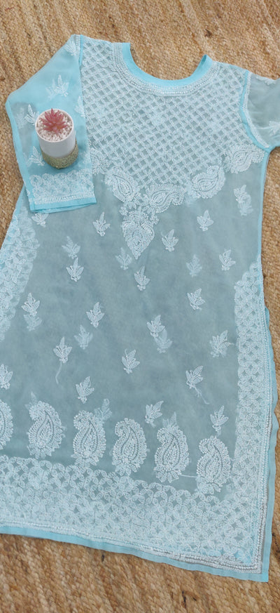 Plus size Georgette chikankari kurta