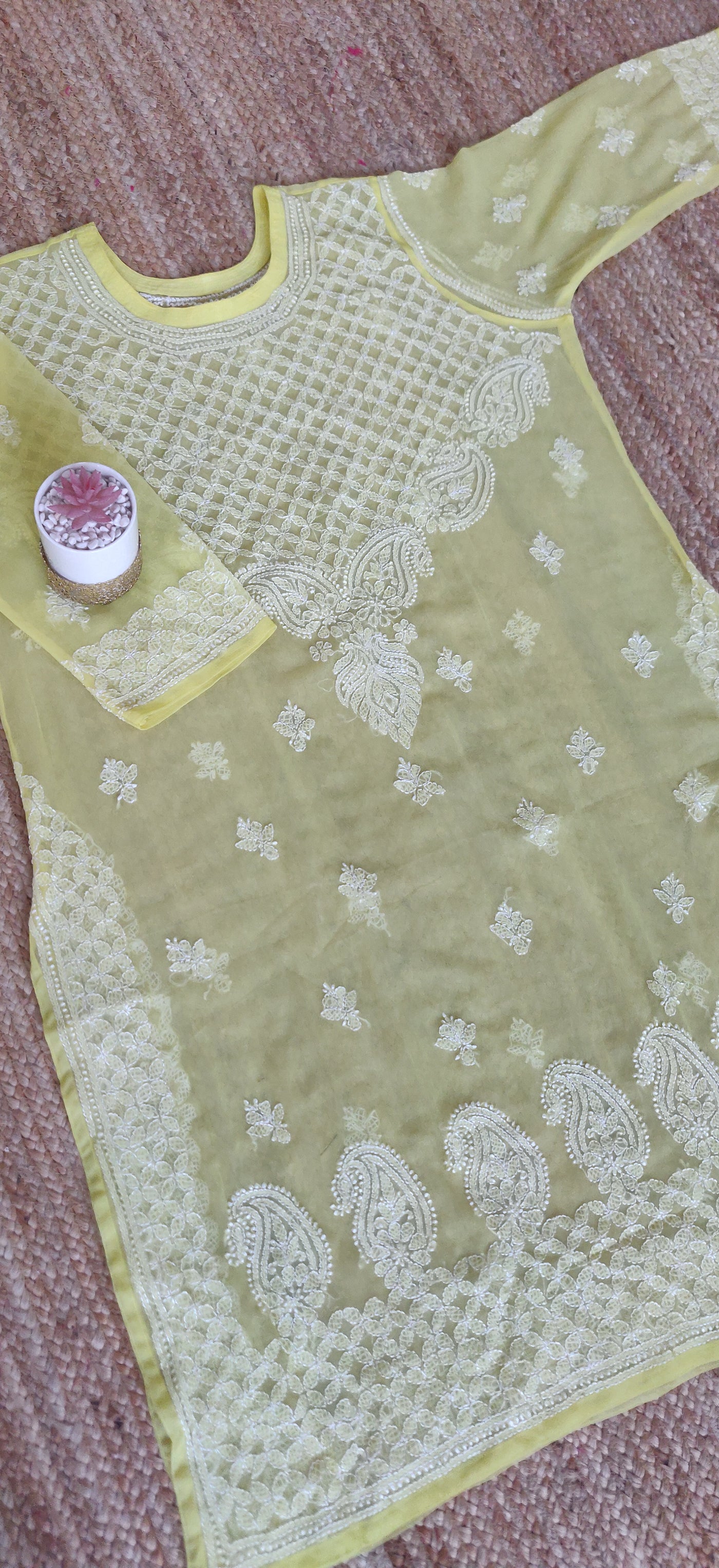 Plus size Georgette chikankari kurta