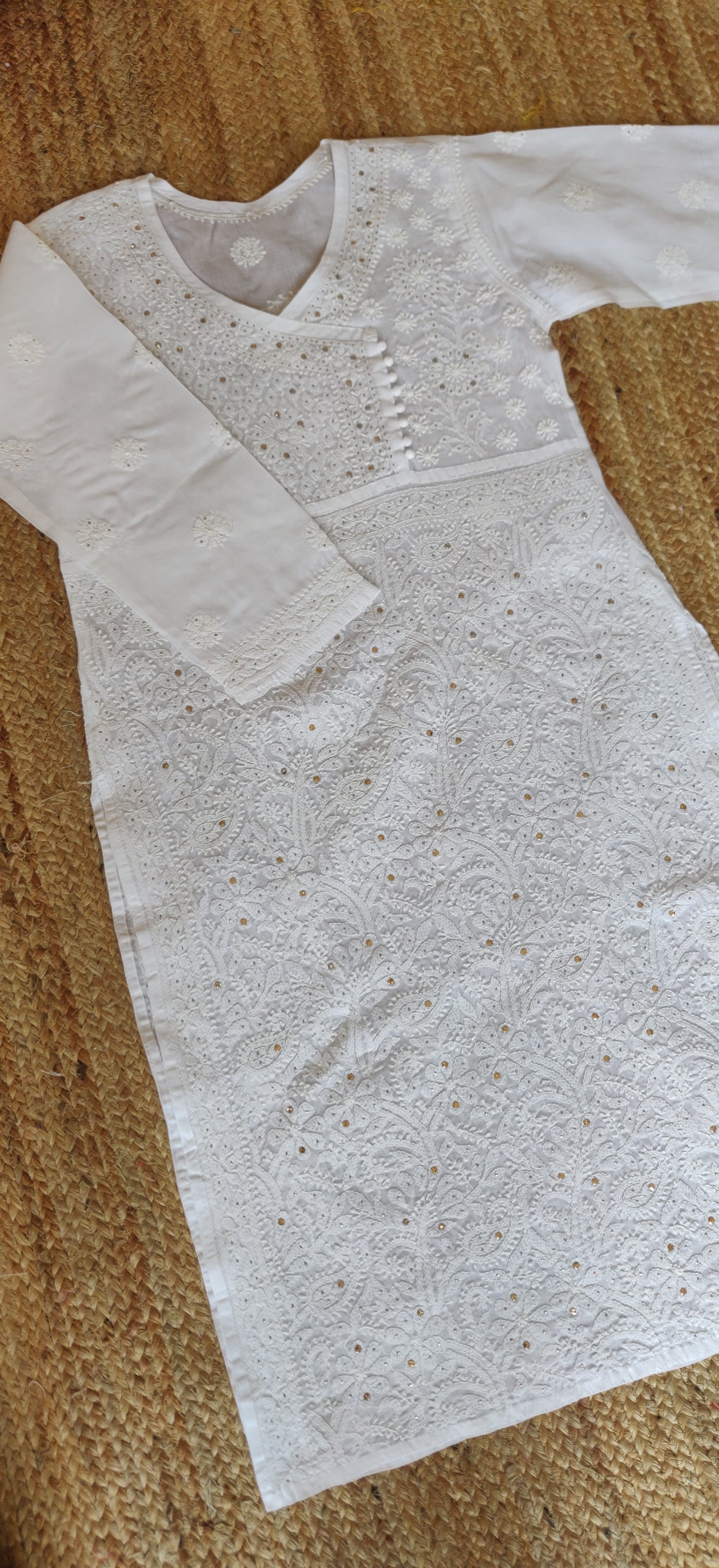 White Cotton Chikankari Kurta