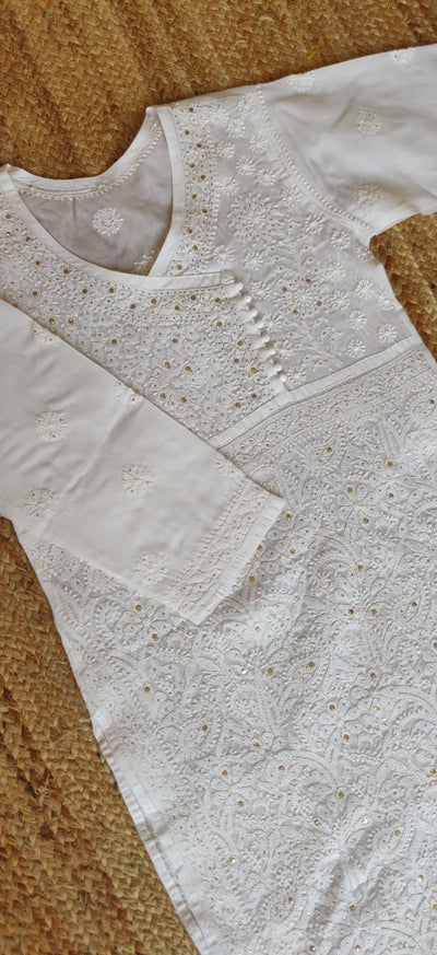 White Cotton Chikankari Kurta