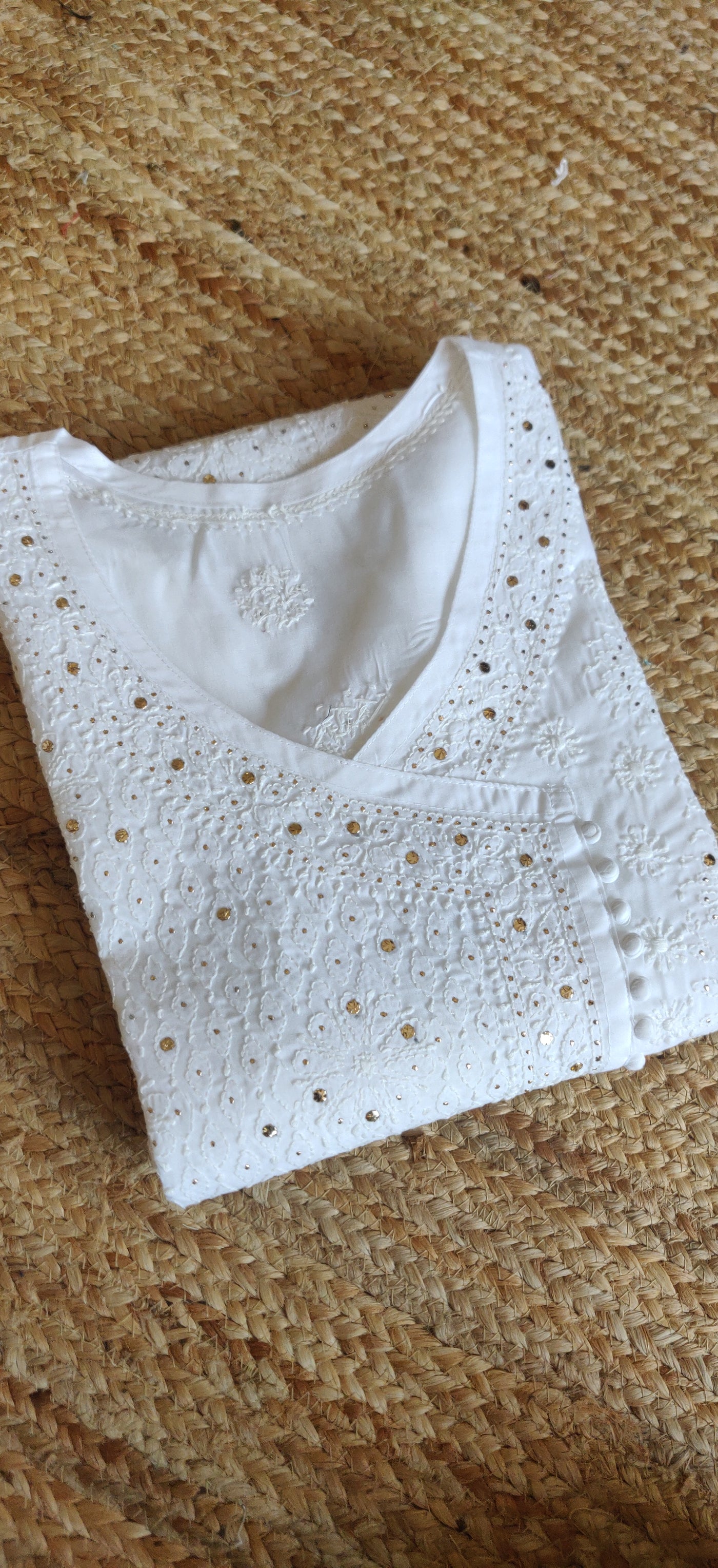 White Cotton Chikankari Kurta