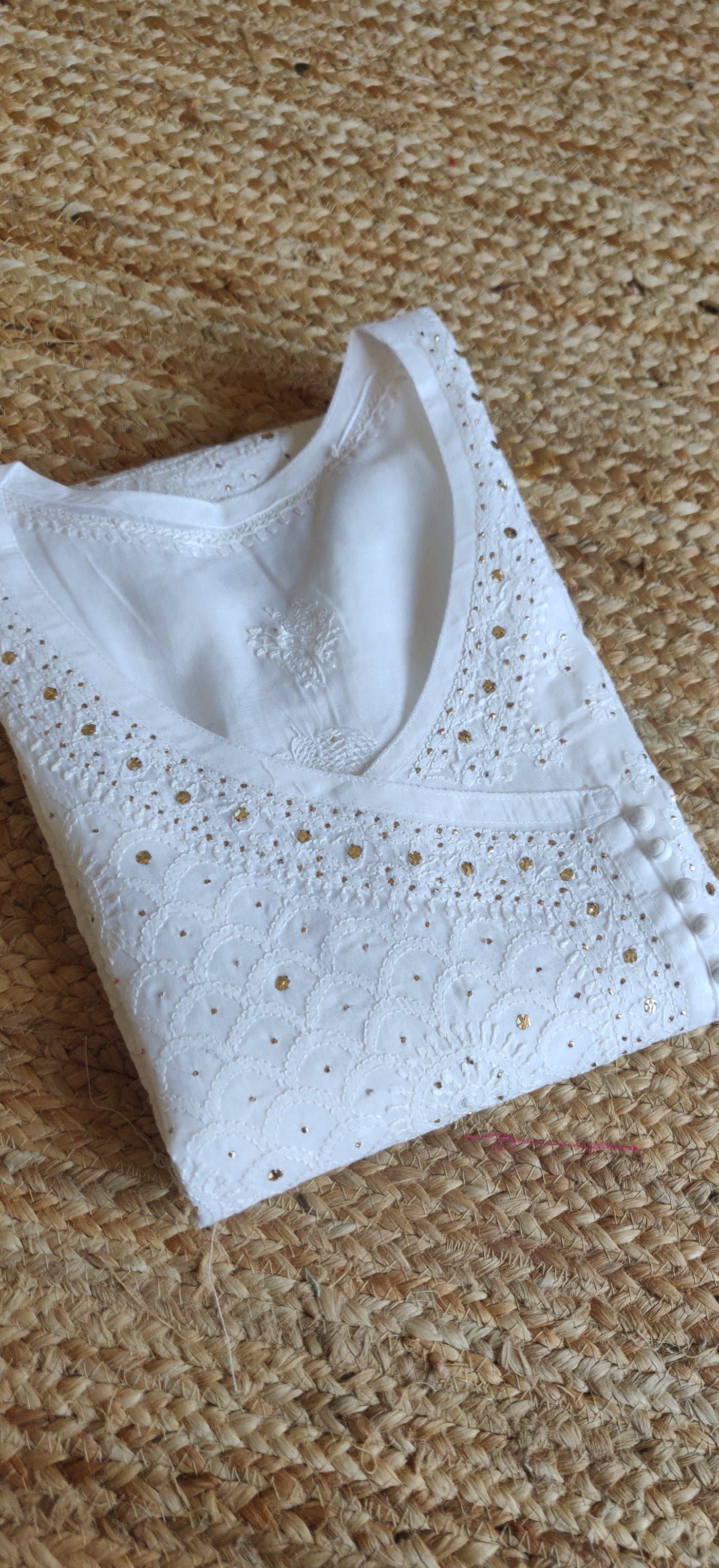 White Cotton Chikankari Kurta