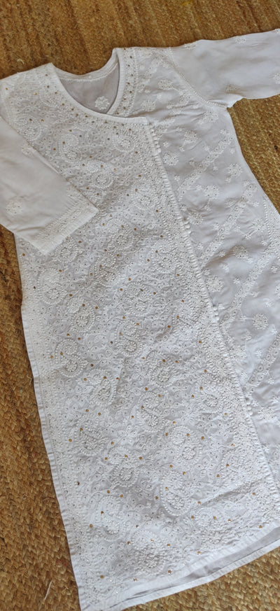 White Cotton Chikankari Kurta