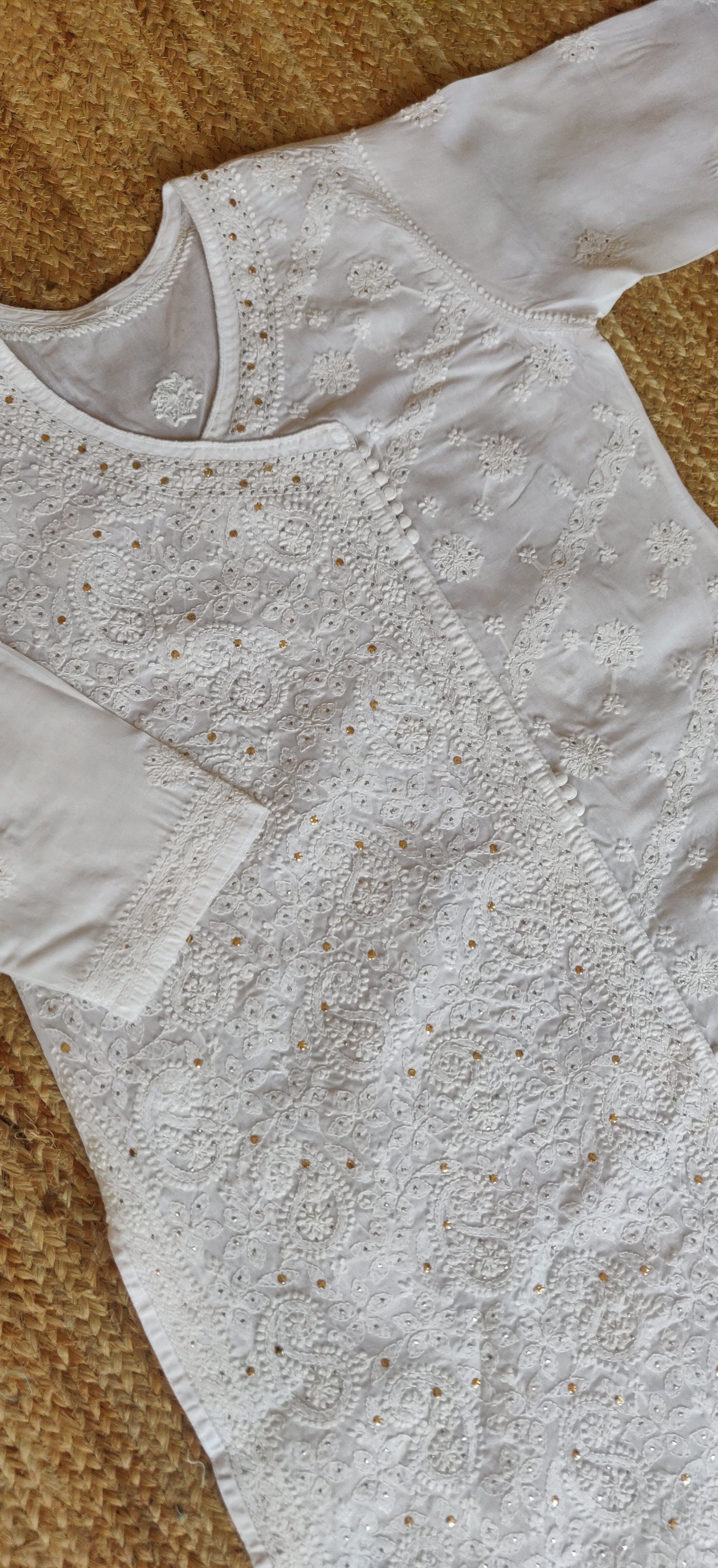 White Cotton Chikankari Kurta