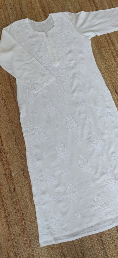 White Cotton Chikankari Kurta