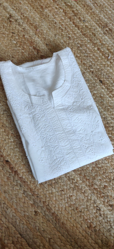 White Cotton Chikankari Kurta