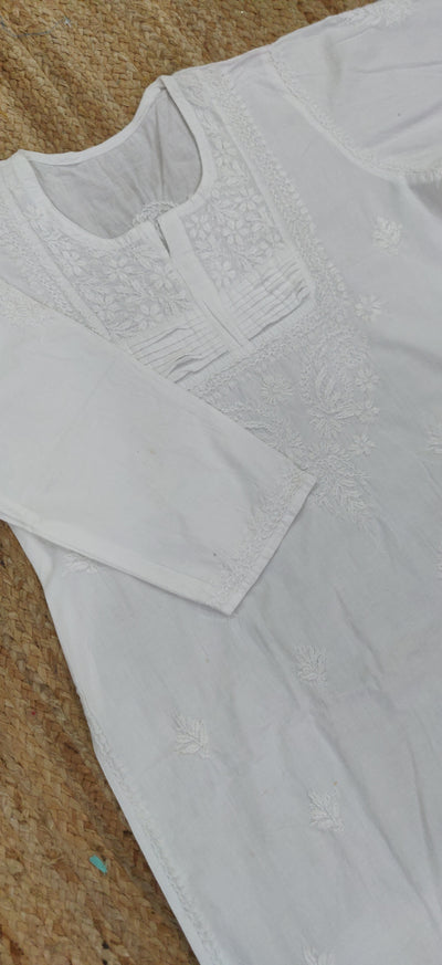 White Cotton Chikankari Kurta