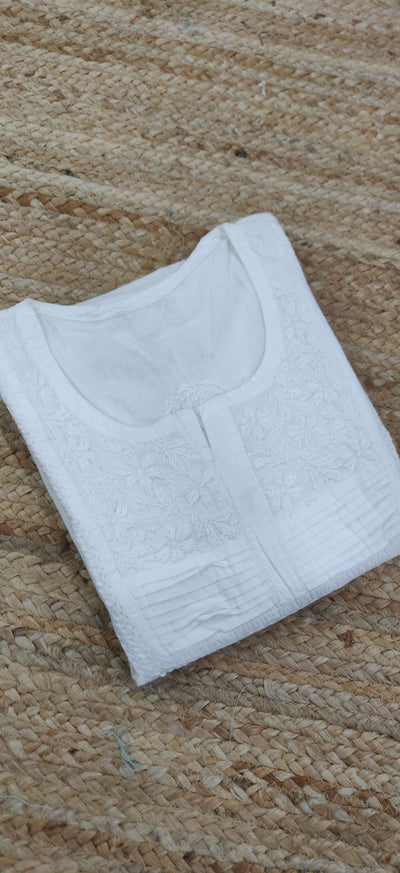 White Cotton Chikankari Kurta