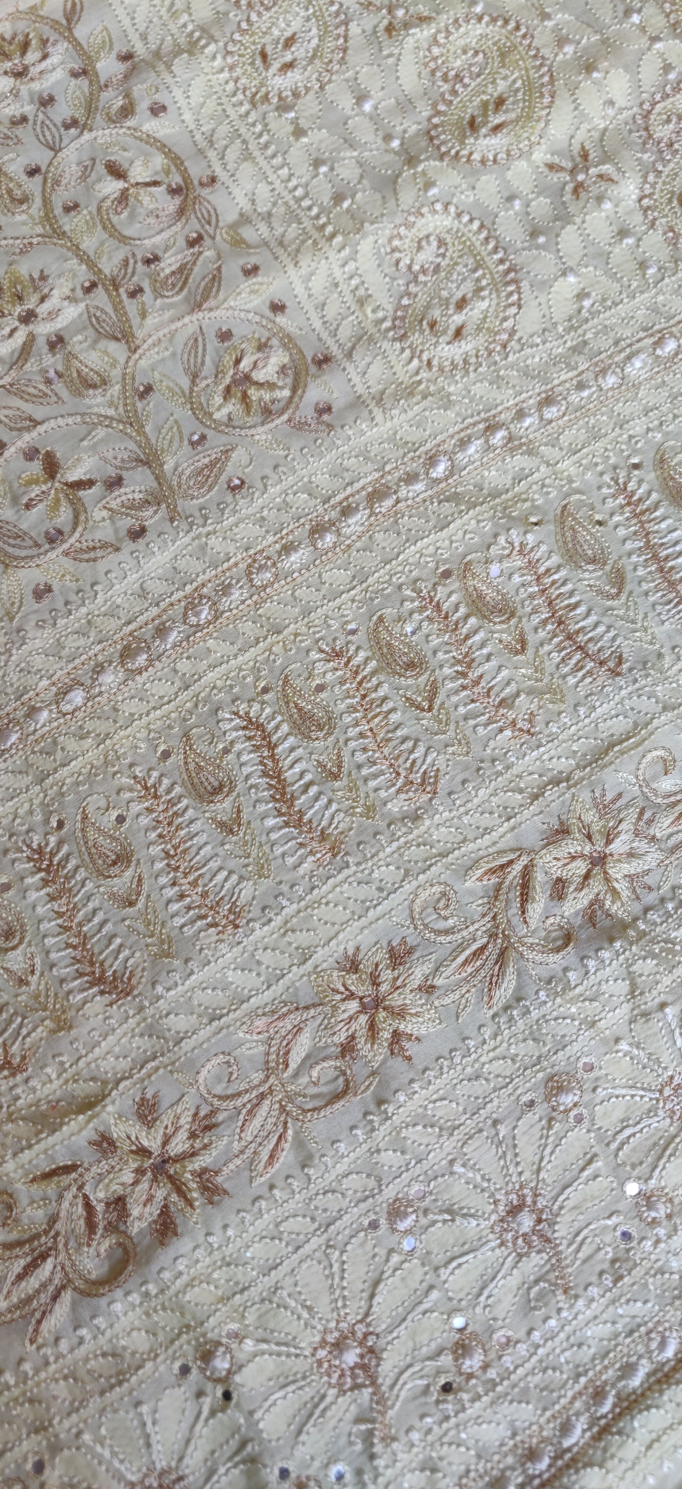 Lemon  Chanderi Chikankari  Kurta dupatta Fabric