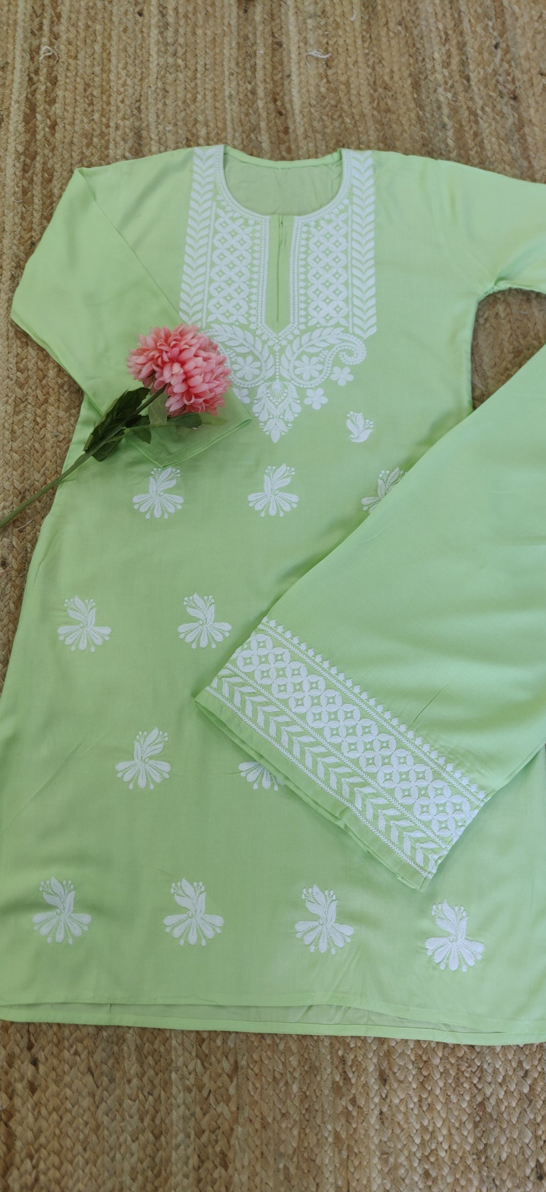Green Cotton Chikankari Sets