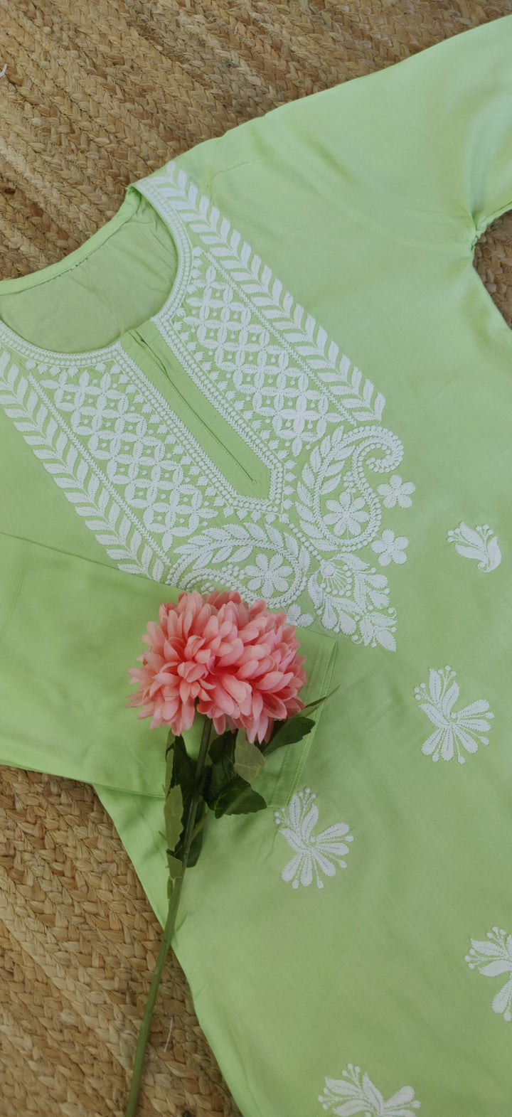 Green Cotton Chikankari Sets