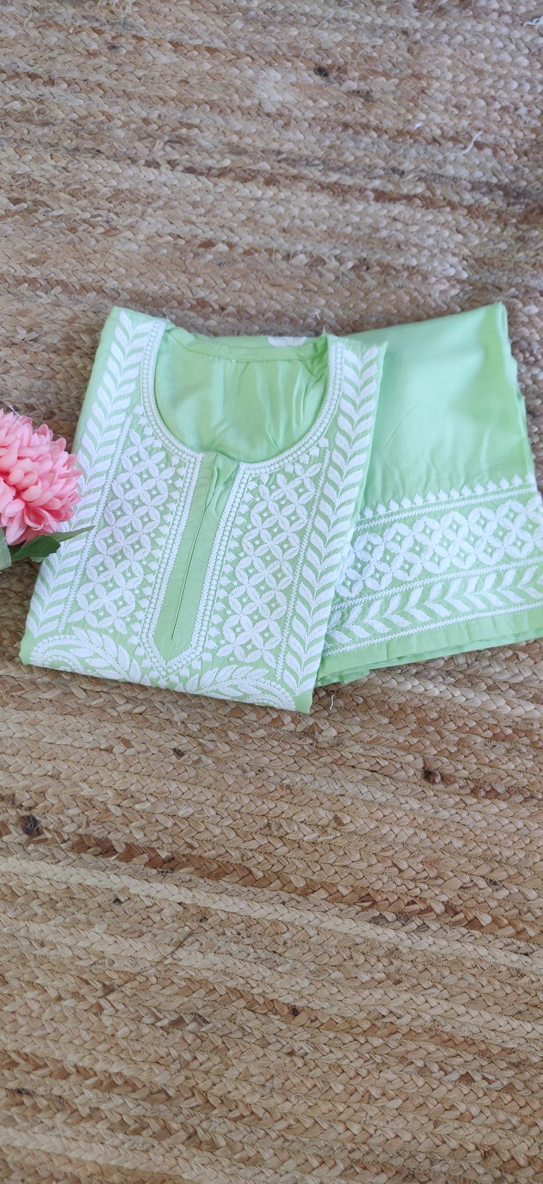 Green Cotton Chikankari Sets