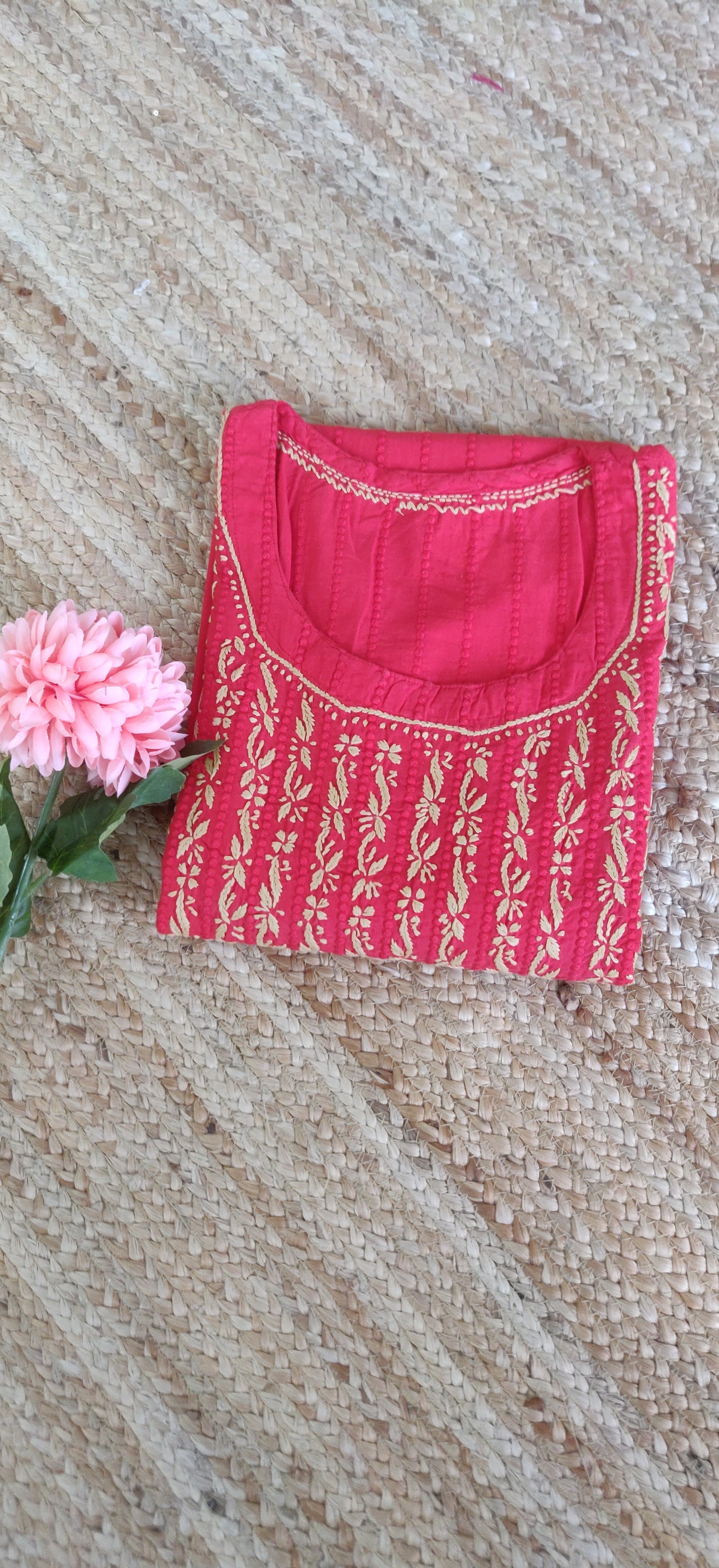 Red Cotton Chikankari Kurtas