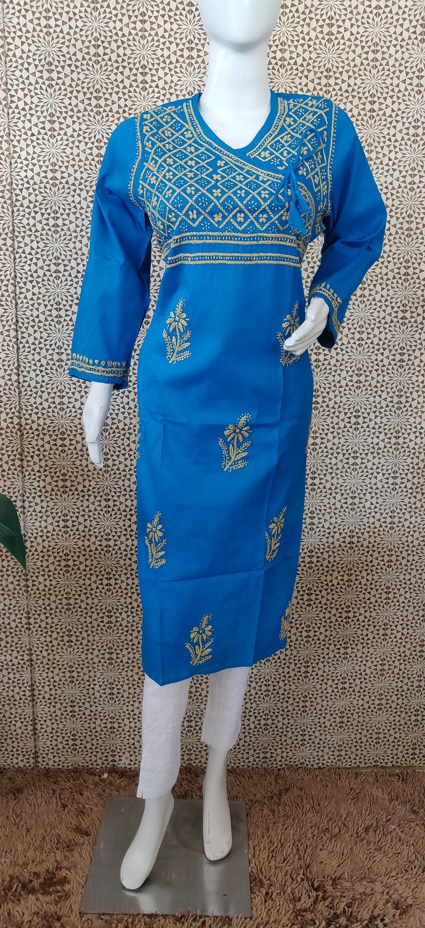 Sky Blue Cotton Chikankari Kurta