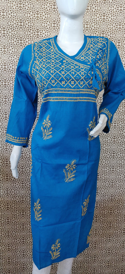 Sky Blue Cotton Chikankari Kurta