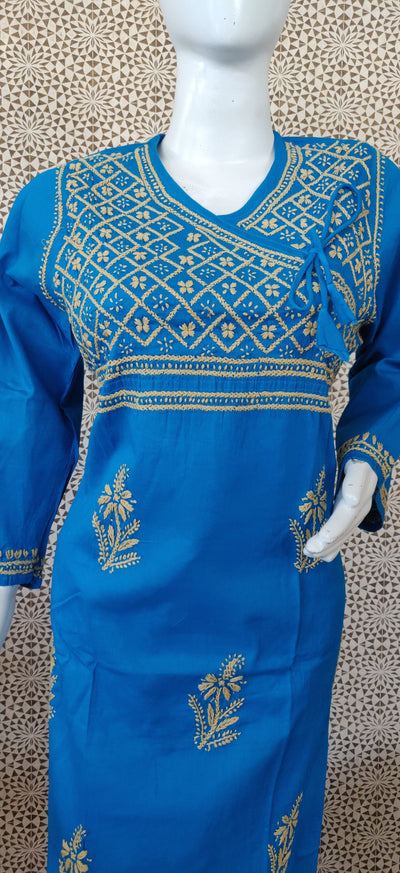 Sky Blue Cotton Chikankari Kurta