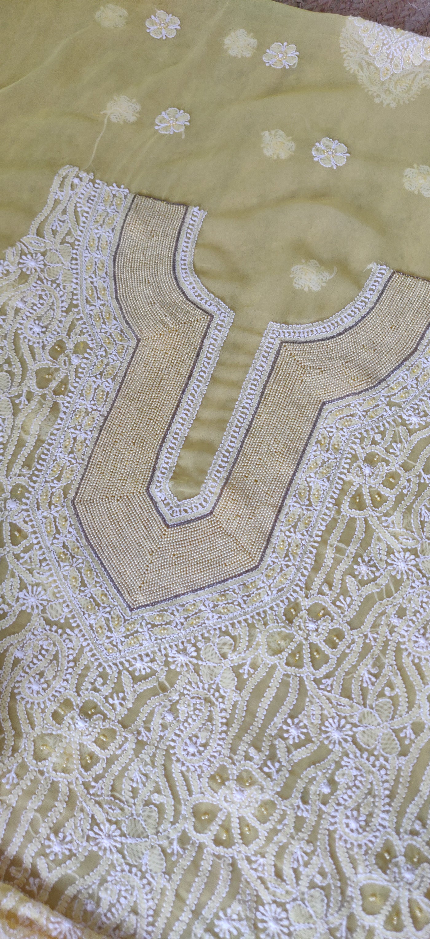 YellowPure Georgette Chikankari Kurta Fabric