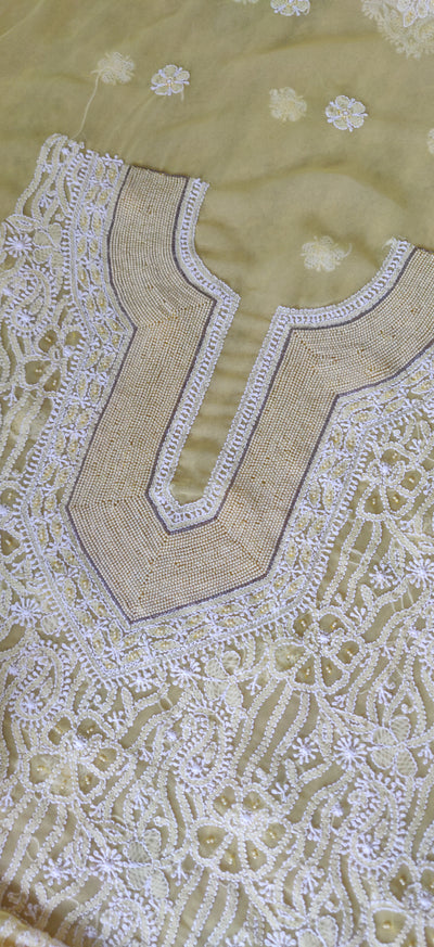 YellowPure Georgette Chikankari Kurta Fabric