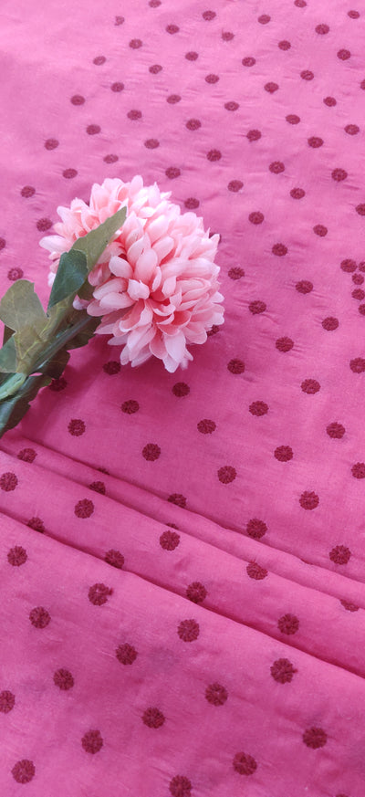 Dark Pink Cotton Chikankari Kurta Dupatta Fabric