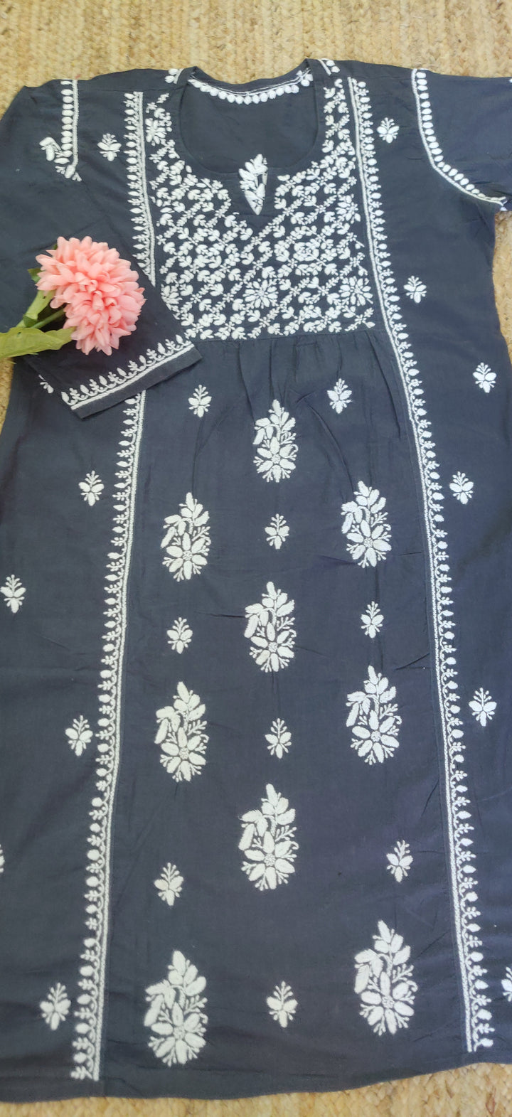 Red Cotton Chikankari Kurta