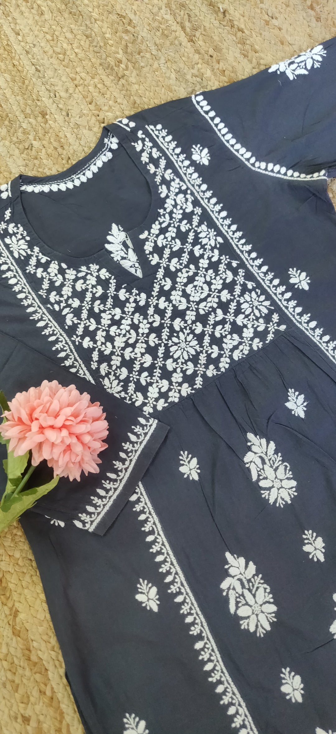 Red Cotton Chikankari Kurta