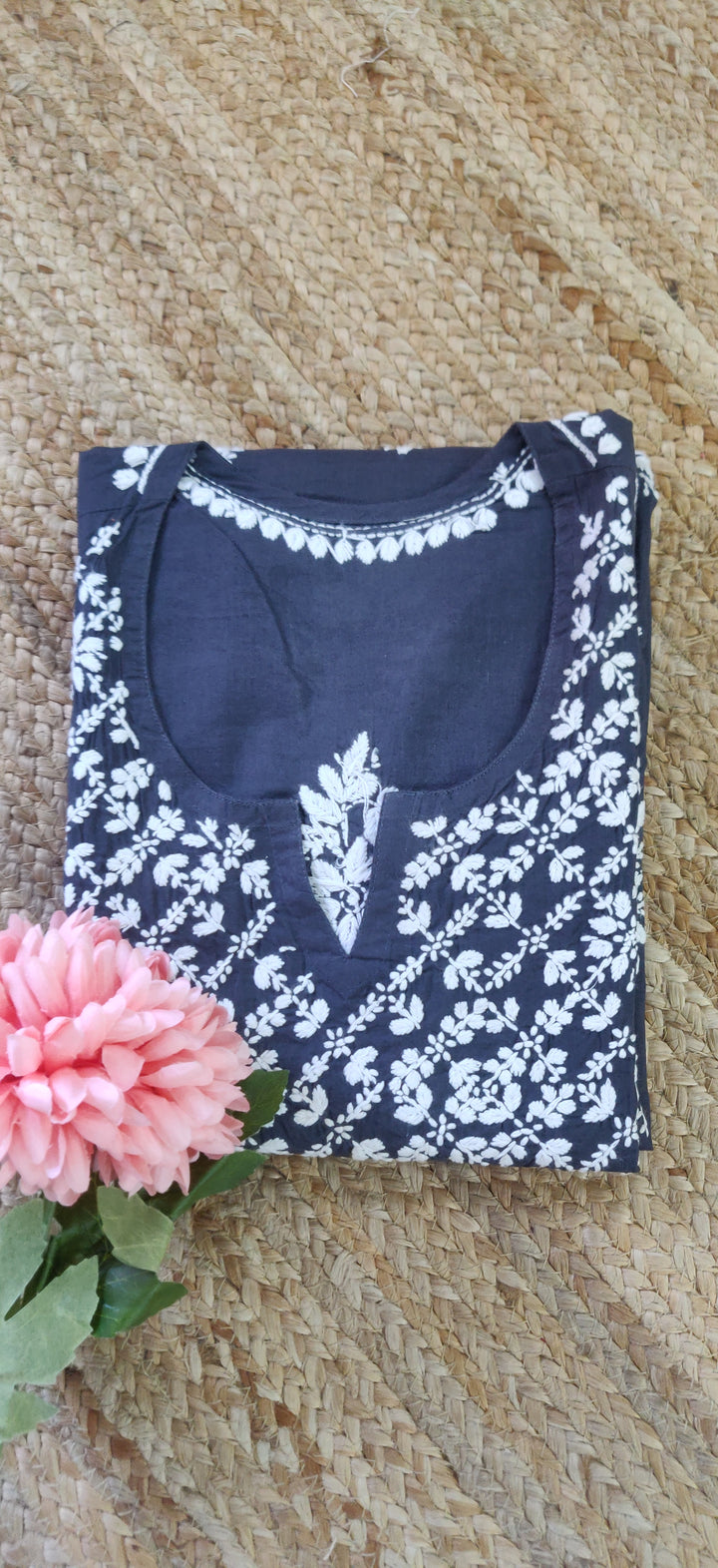 Red Cotton Chikankari Kurta