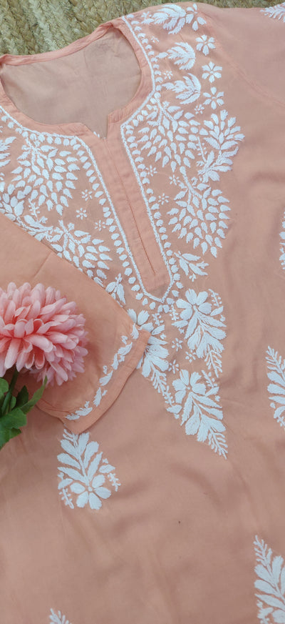 Peach Modal Chikankari Kurta