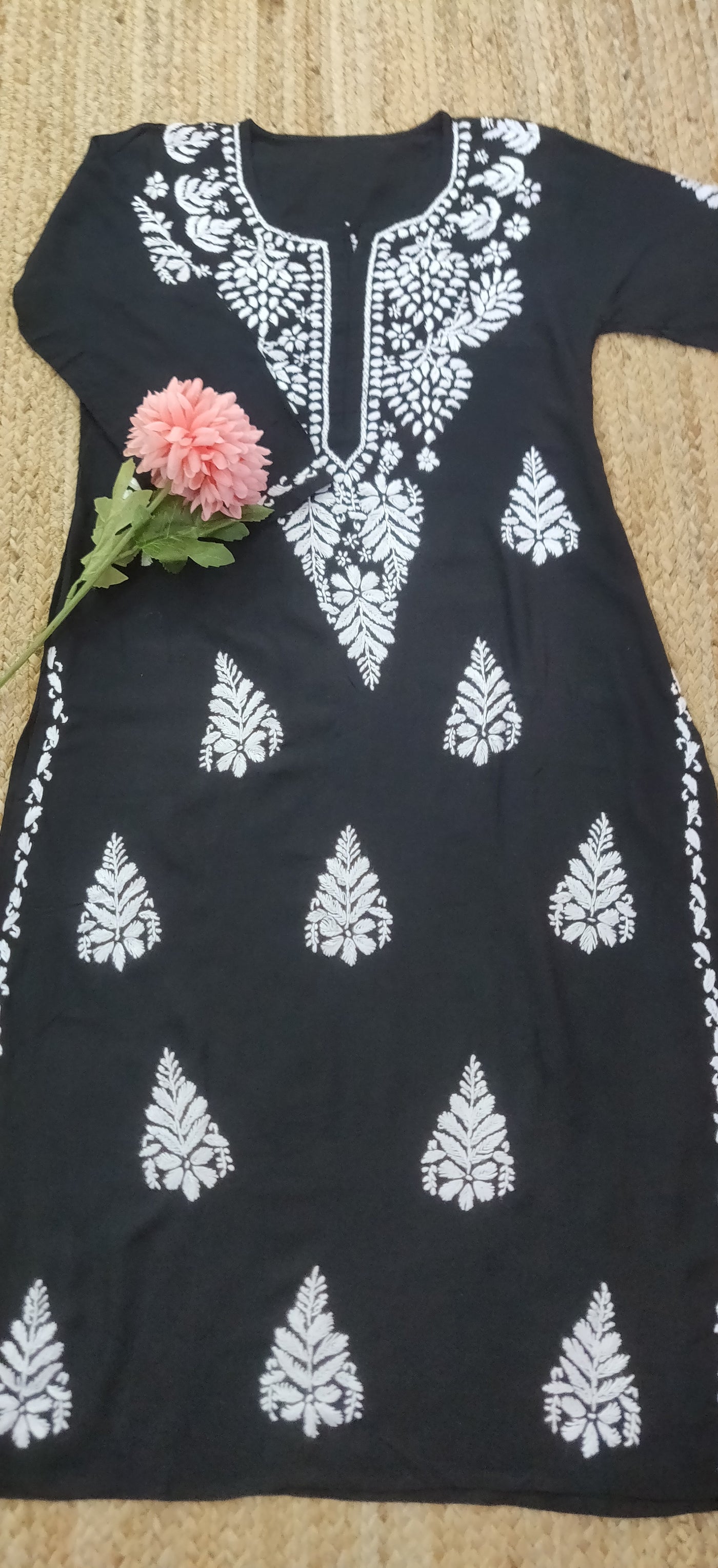 Black Modal Chikankari Kurta