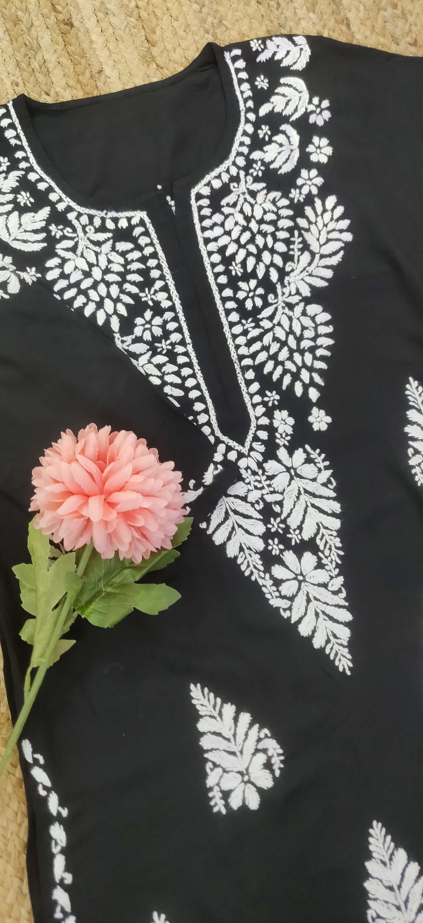 Black Modal Chikankari Kurta