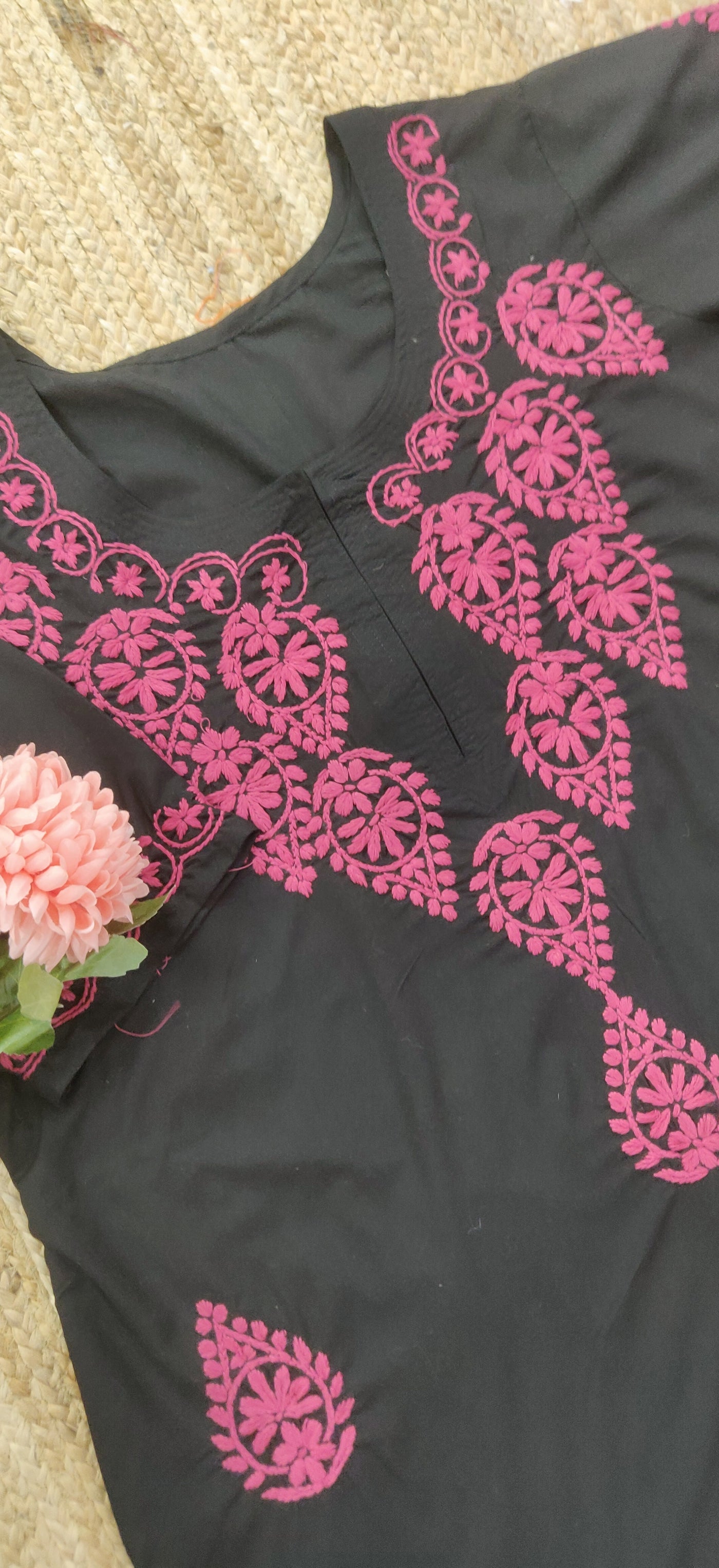 Black Modal Chikankari kurta-Custom Made