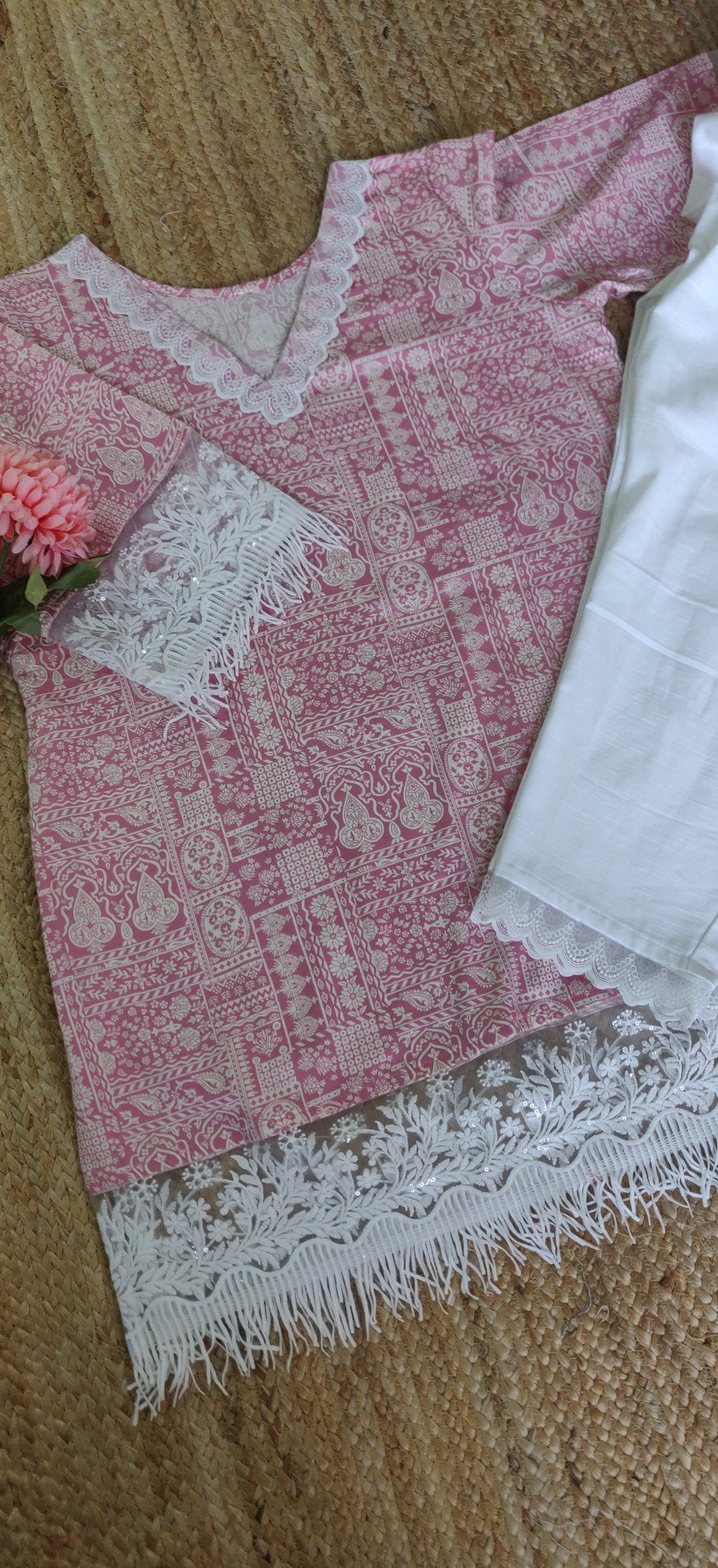 Light Pink Muslin Cotton Co- Ord Set