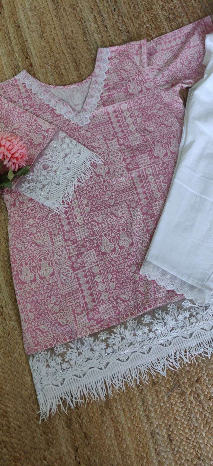 Light Pink Muslin Cotton Co- Ord Set