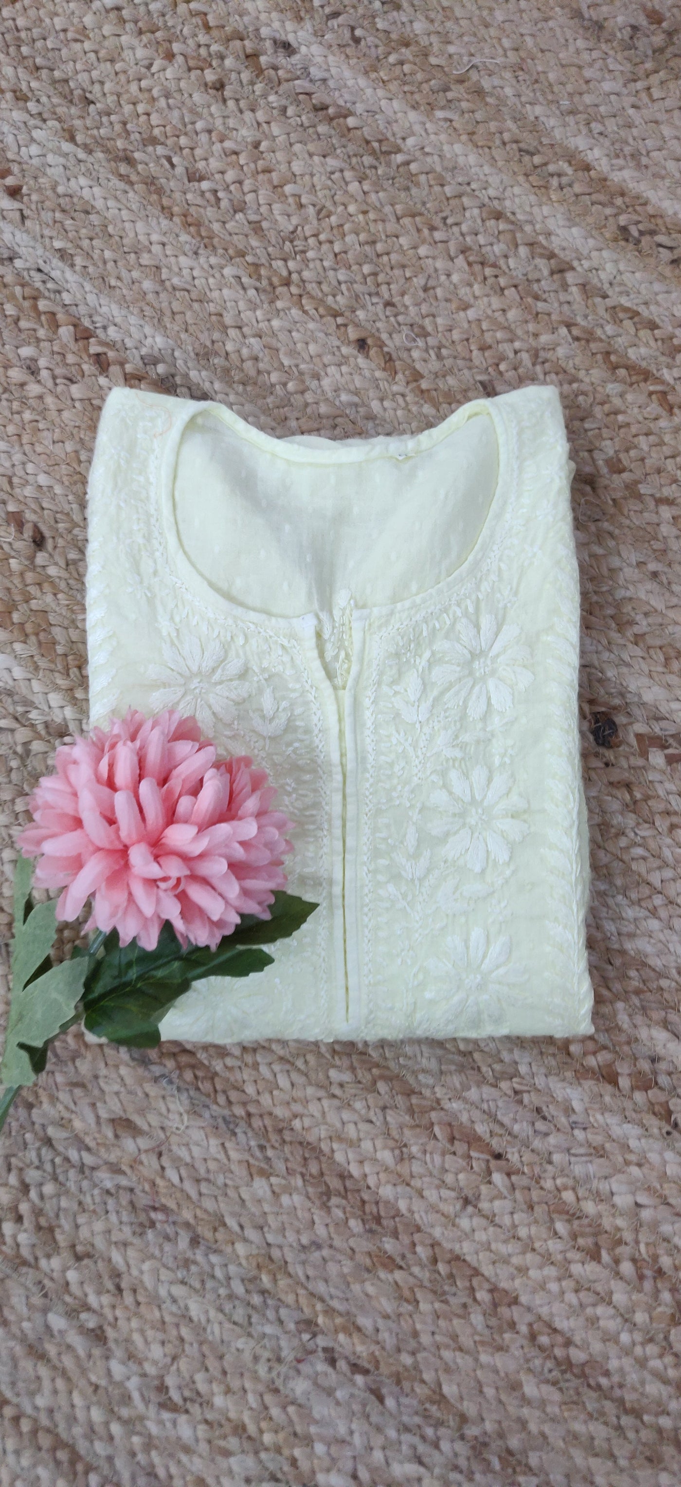 Lime Modal Chikankari A- Line Kurta