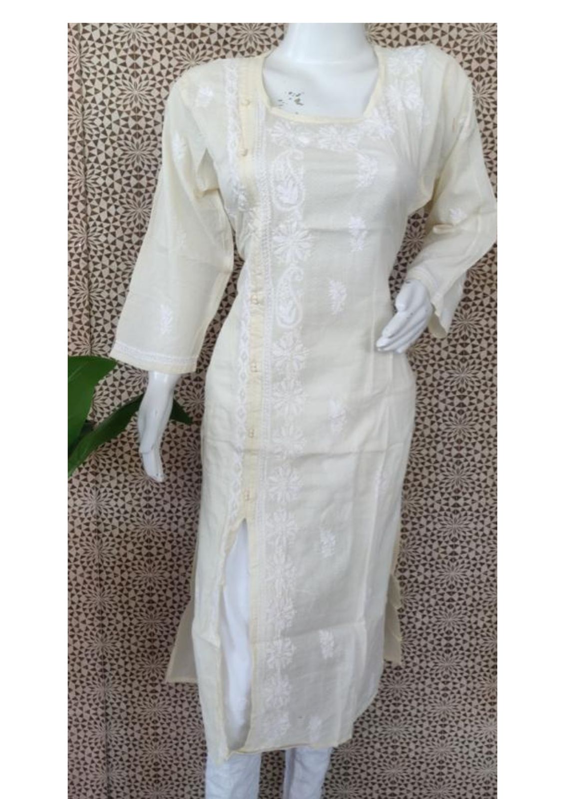 Cream Pure Cotton Chikankari Kurta